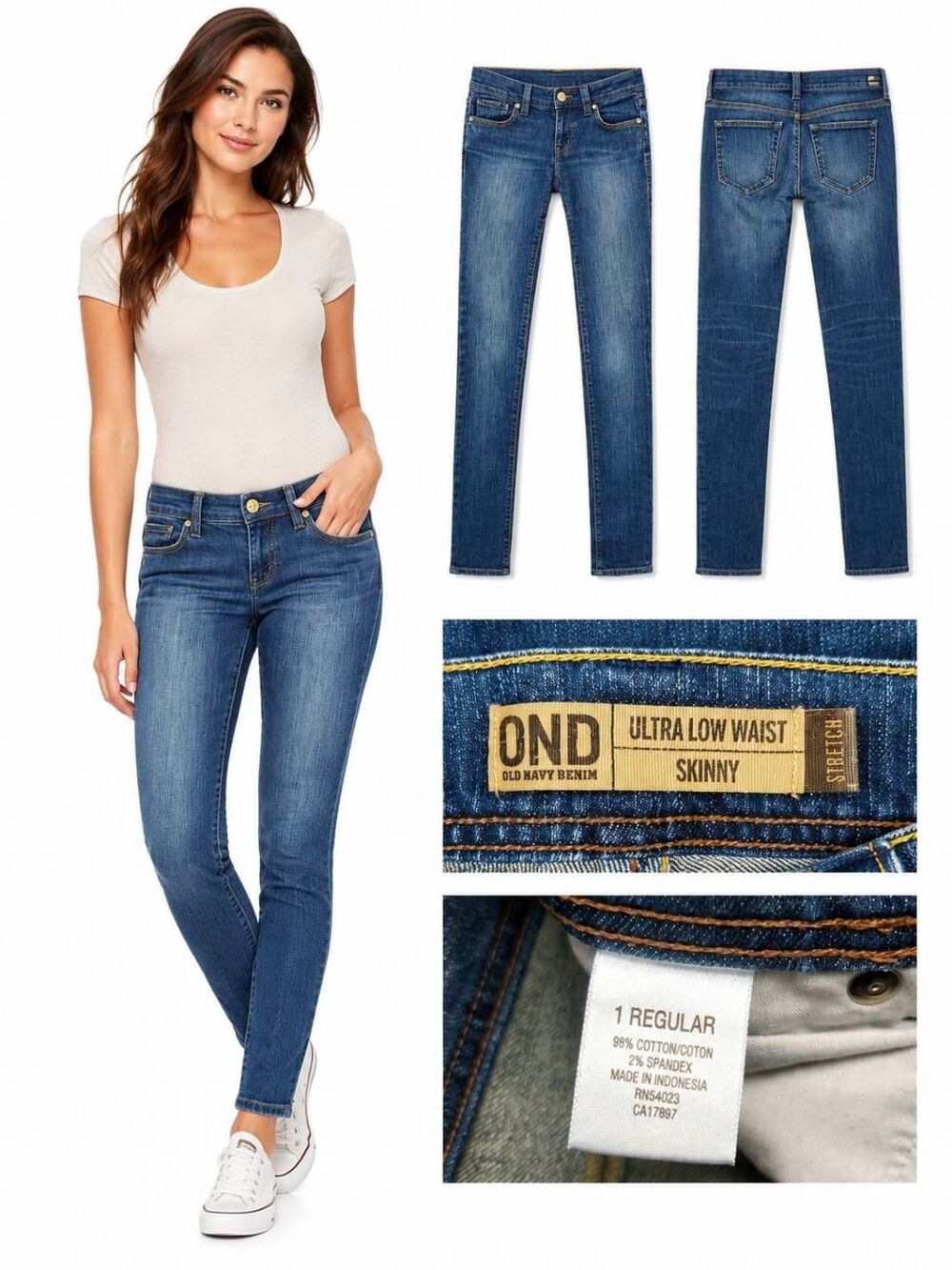 Old Navy 1 Regular Ultra Low Waist Skinny Jeans Dark Wash